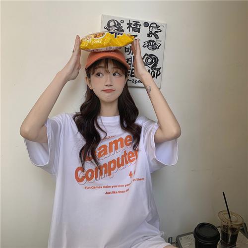 原创实拍 纯棉圆领上衣女韩版ins潮宽松套头ulzzang圆领短袖